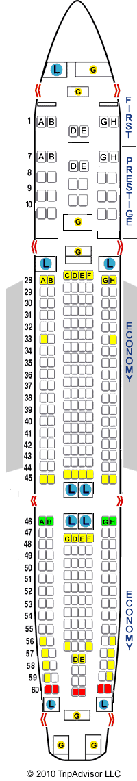 Korean Air Airbus A330-300 (333) Seat Map