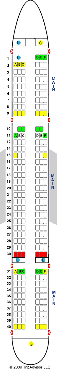 Monarch Airlines Boeing 757-200 (757) Seat Map