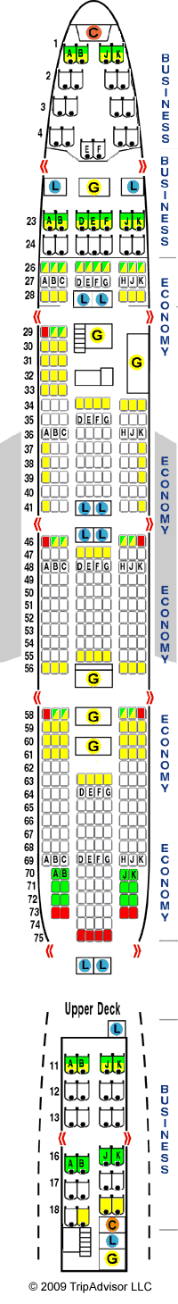 Qantas Boeing 744 Jet Seating Chart