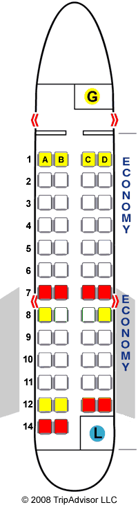 Continental Airlines Bombardier Canadair CRJ-200 (CR2) Seat Map Continental Airlines Bombardier Canadair CRJ-200 (CR2) Seat Map